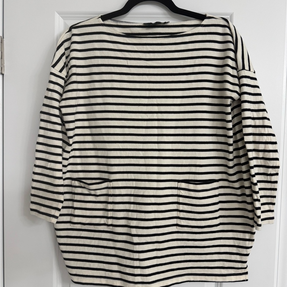 Hatch Black and Cream Striped Top